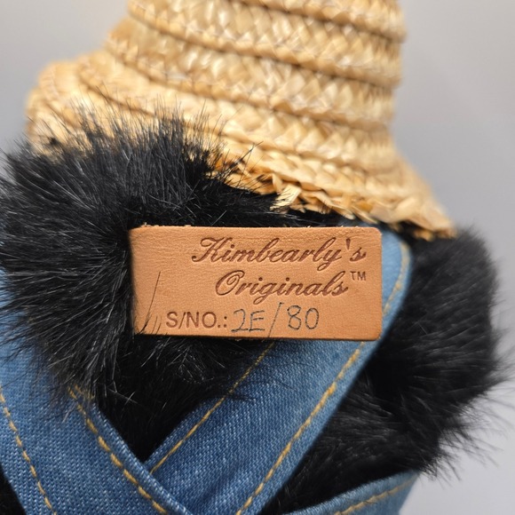 Kimbearly's Originals A&A Black Bear Bubba Plush Doll Straw Hat‎ Home Decor - Picture 4 of 5